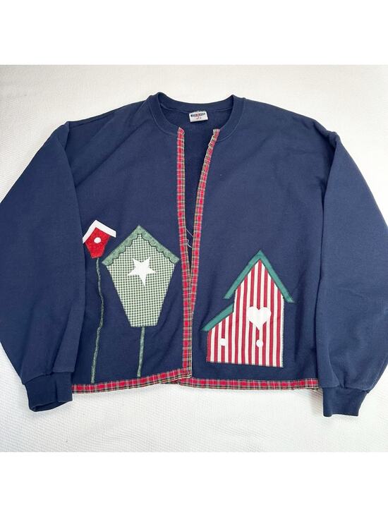 Jerzees Sweaters - Jerzees Handmade Patchwork Cottage Core Grandma Cardigan XL